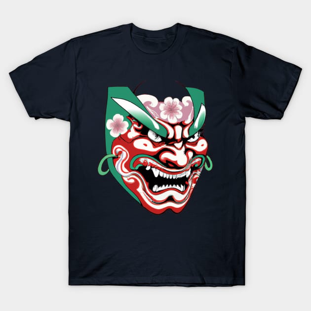 Traditional Japanese Hannya Mask - Demon Noh Theater Art T-Shirt by RisingSunCreations